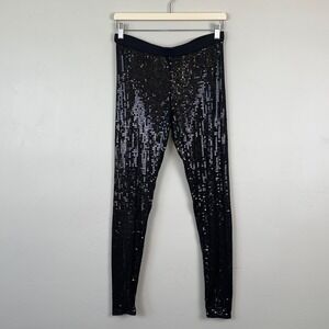 Wet Seal Pants Women M Sequin Glam Rock Party Stretch Y2K 90s‎ Pull On Black